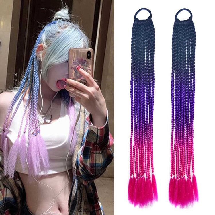 2 PCS FQXBMW Colorful Braid Hair Band Wigs Corn Silk Colorful Dreadlocks Ponytail, Color: 50