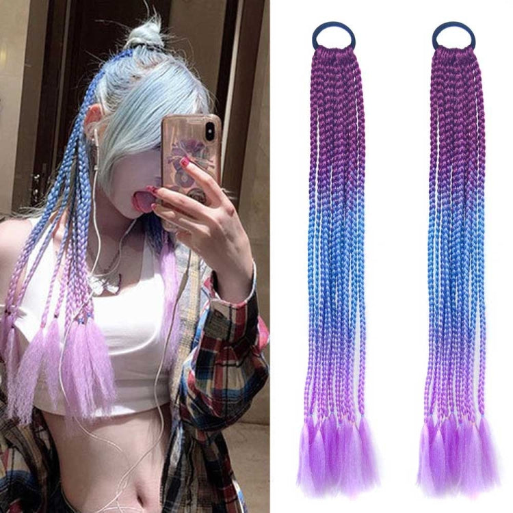 2 PCS FQXBMW Colorful Braid Hair Band Wigs Corn Silk Colorful Dreadlocks Ponytail, Color: 56