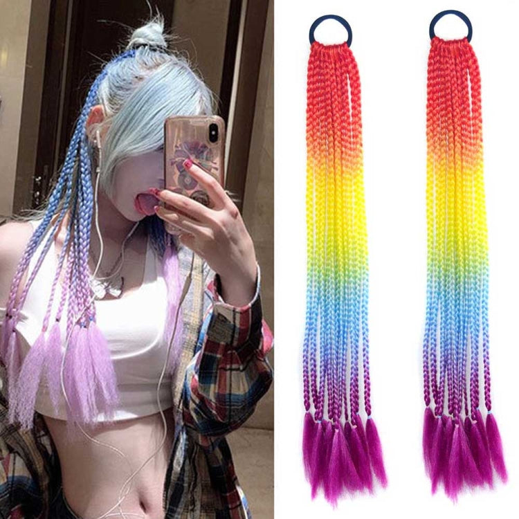 2 PCS FQXBMW Colorful Braid Hair Band Wigs Corn Silk Colorful Dreadlocks Ponytail, Color: 29