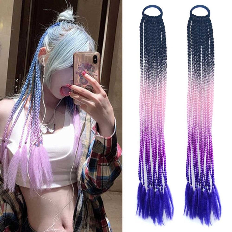 2 PCS FQXBMW Colorful Braid Hair Band Wigs Corn Silk Colorful Dreadlocks Ponytail, Color: 31