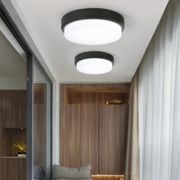 QSXDD-FSCB IP54 Waterproof Ceiling Lamp Dust-Proof Garden Corridor Wall Light Balcony Bathroom Ceiling Light, Power source: 12W White+Black