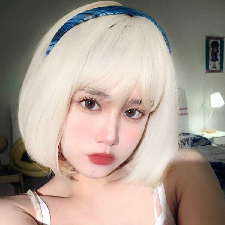 Bobo Short Hair With Bangs Wig(Creamy-white)
