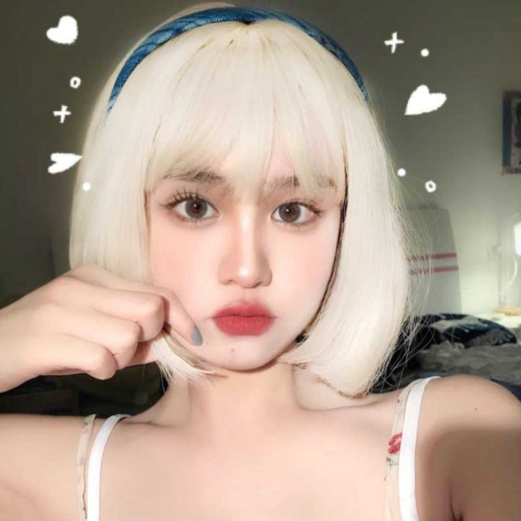 Bobo Short Hair With Bangs Wig(Creamy-white)