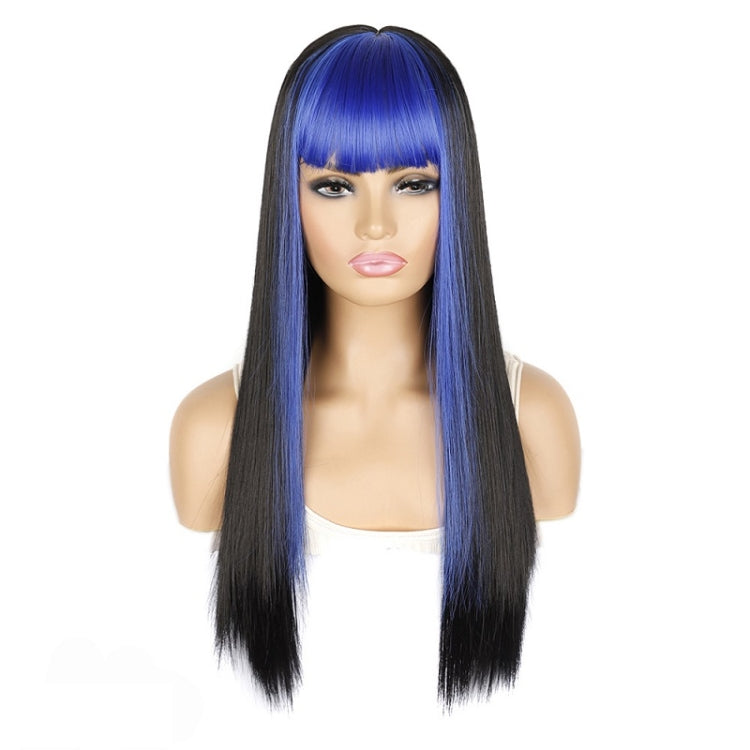 Color Bleaching And Dyeing Double Sideburns With Bangs Long Straight Hip-Hop Wig