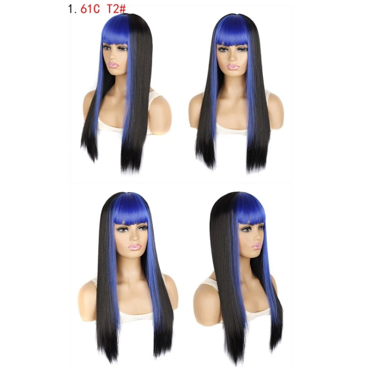 Color Bleaching And Dyeing Double Sideburns With Bangs Long Straight Hip-Hop Wig