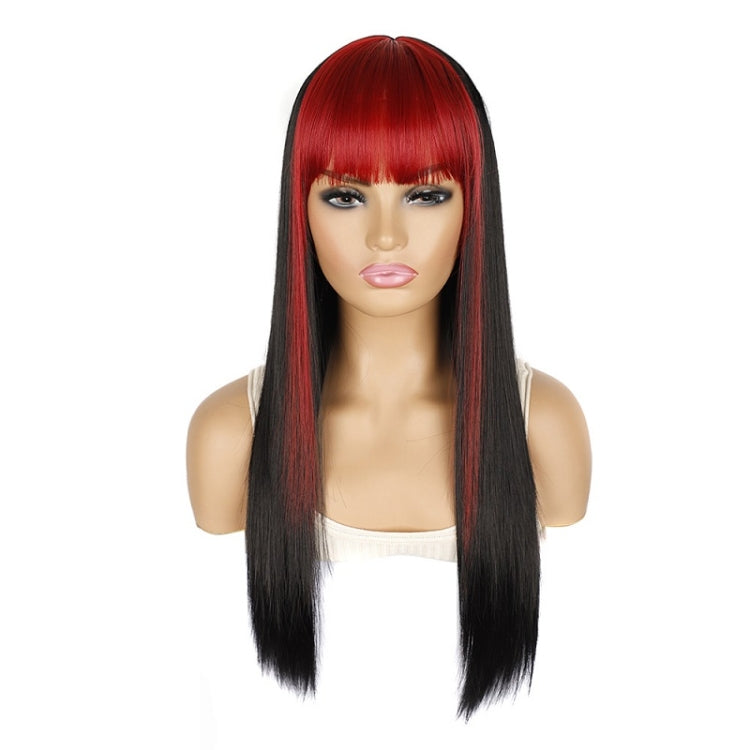 Color Bleaching And Dyeing Double Sideburns With Bangs Long Straight Hip-Hop Wig