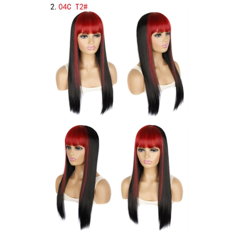 Color Bleaching And Dyeing Double Sideburns With Bangs Long Straight Hip-Hop Wig