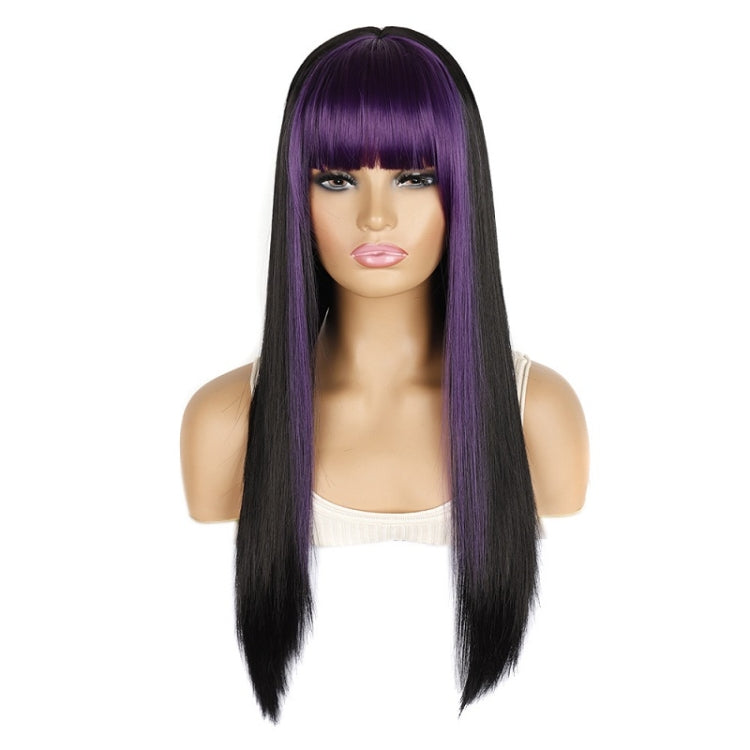 Color Bleaching And Dyeing Double Sideburns With Bangs Long Straight Hip-Hop Wig