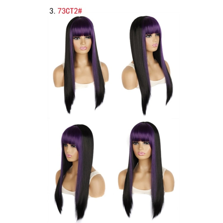 Color Bleaching And Dyeing Double Sideburns With Bangs Long Straight Hip-Hop Wig