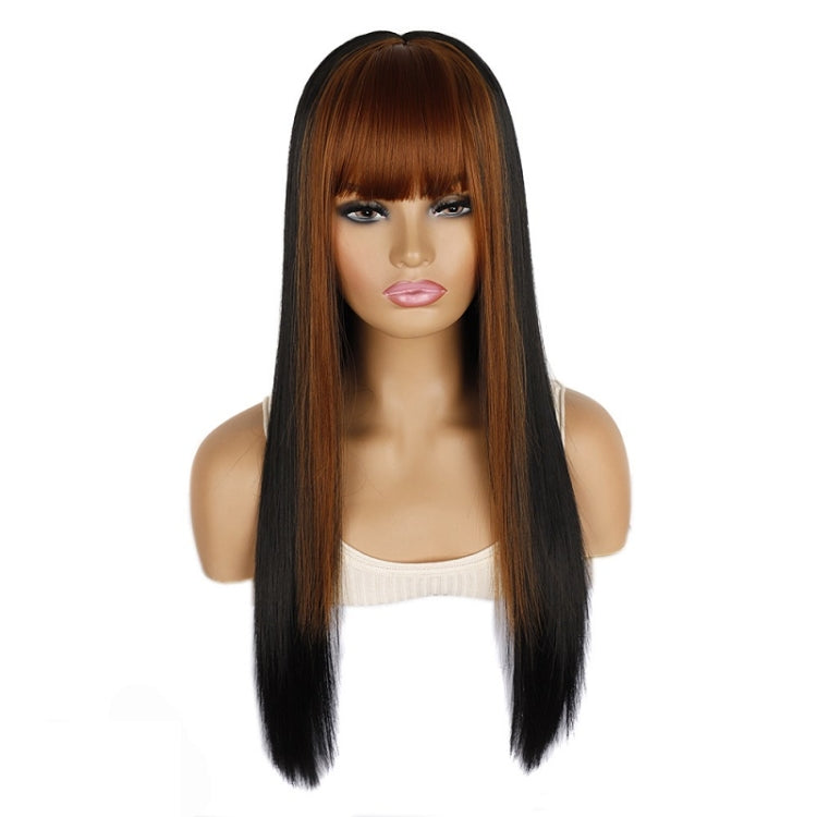 Color Bleaching And Dyeing Double Sideburns With Bangs Long Straight Hip-Hop Wig
