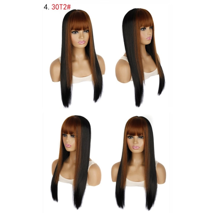 Color Bleaching And Dyeing Double Sideburns With Bangs Long Straight Hip-Hop Wig