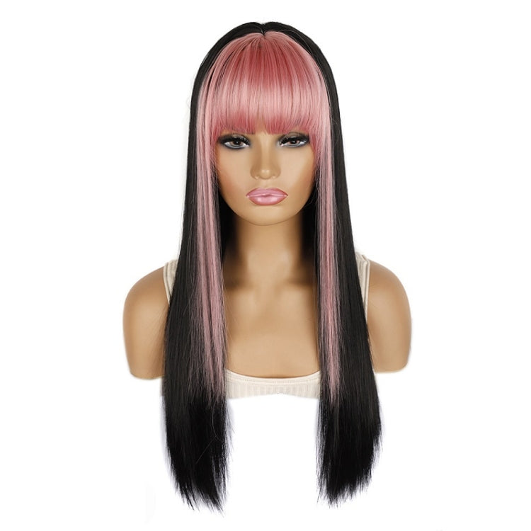 Color Bleaching And Dyeing Double Sideburns With Bangs Long Straight Hip-Hop Wig