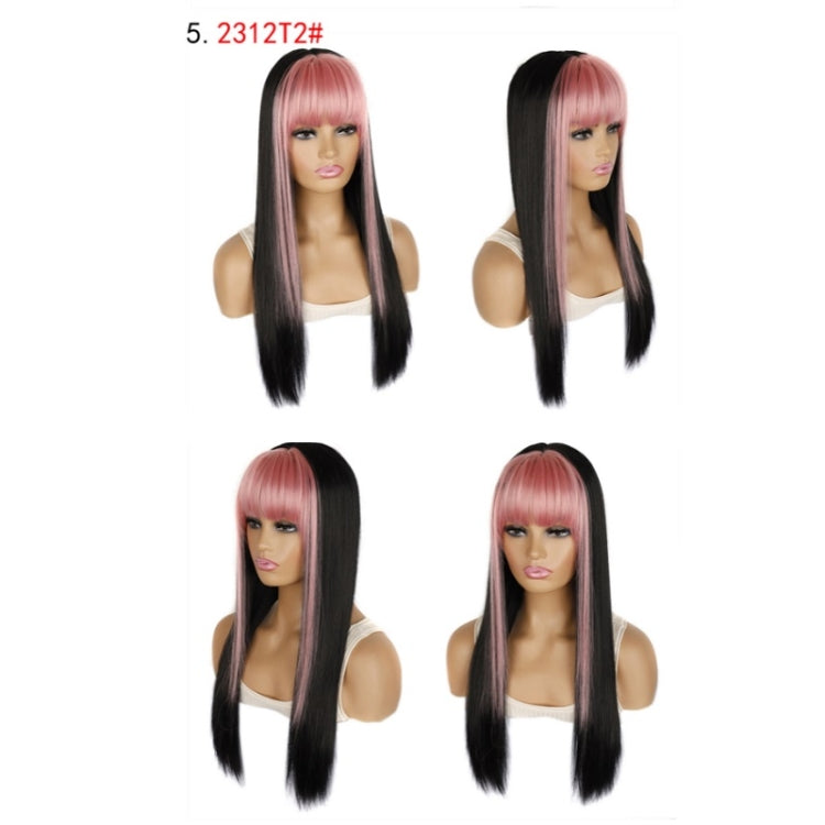 Color Bleaching And Dyeing Double Sideburns With Bangs Long Straight Hip-Hop Wig