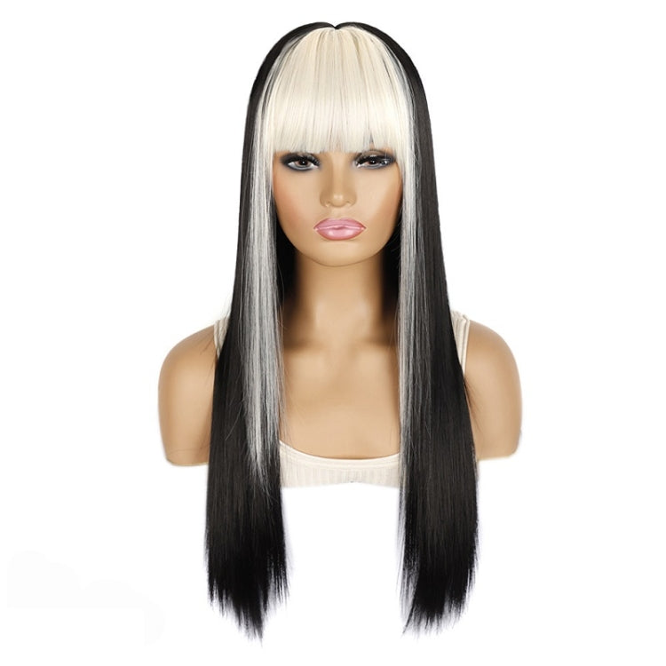 Color Bleaching And Dyeing Double Sideburns With Bangs Long Straight Hip-Hop Wig
