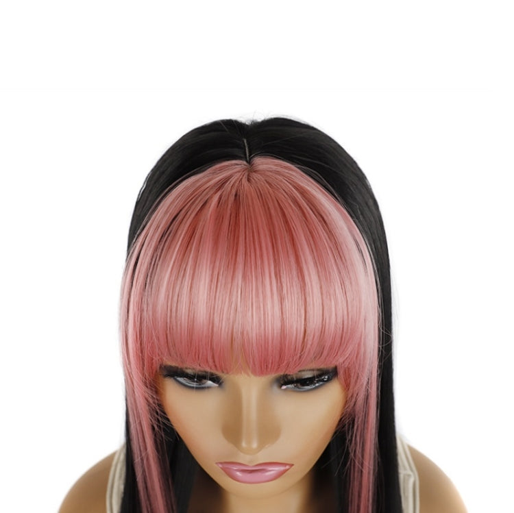 Color Bleaching And Dyeing Double Sideburns With Bangs Long Straight Hip-Hop Wig