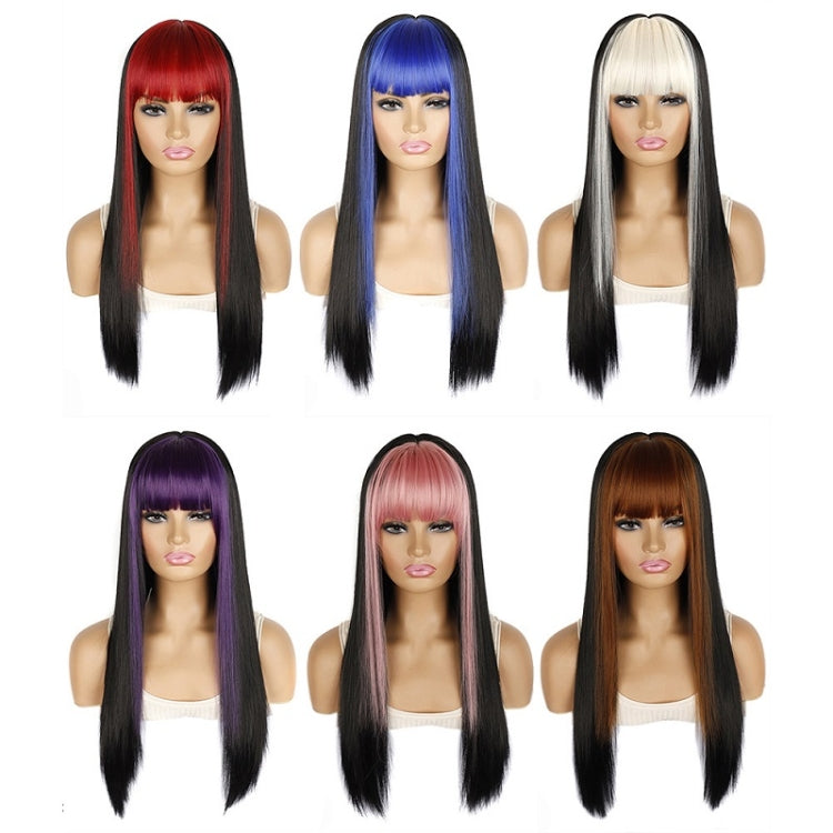 Color Bleaching And Dyeing Double Sideburns With Bangs Long Straight Hip-Hop Wig