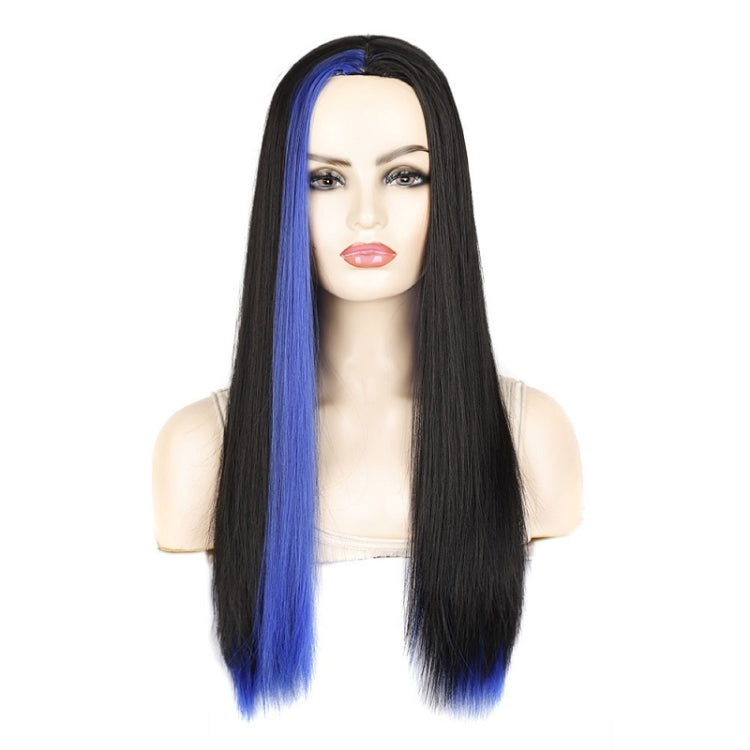 Fashion Medium Haircut Side Bangs Highlight Color Long Straight Wig