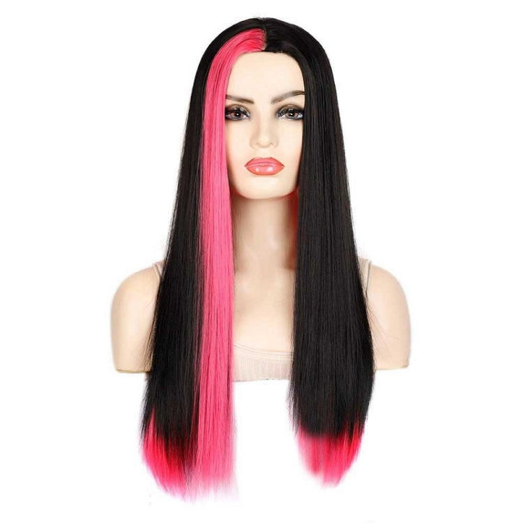 Fashion Medium Haircut Side Bangs Highlight Color Long Straight Wig