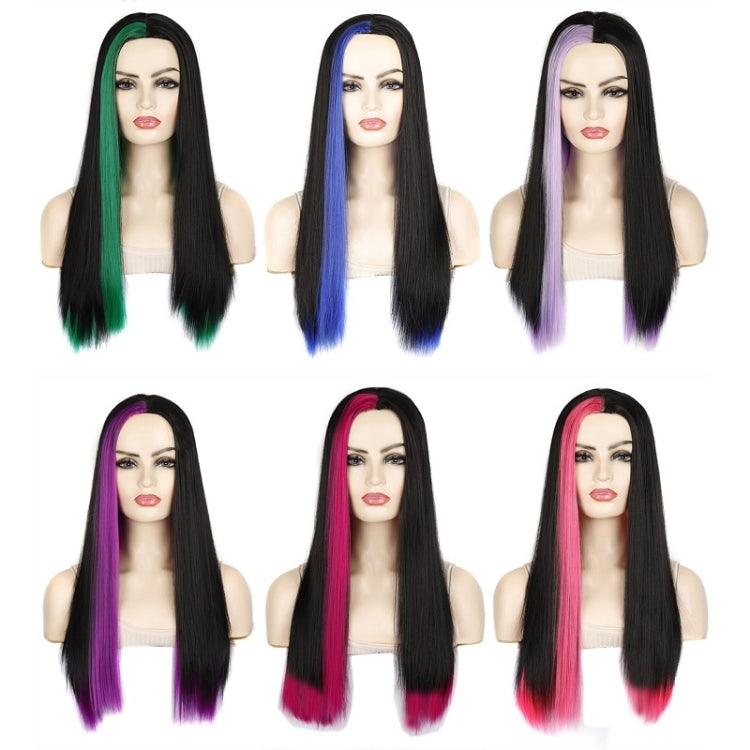 Fashion Medium Haircut Side Bangs Highlight Color Long Straight Wig
