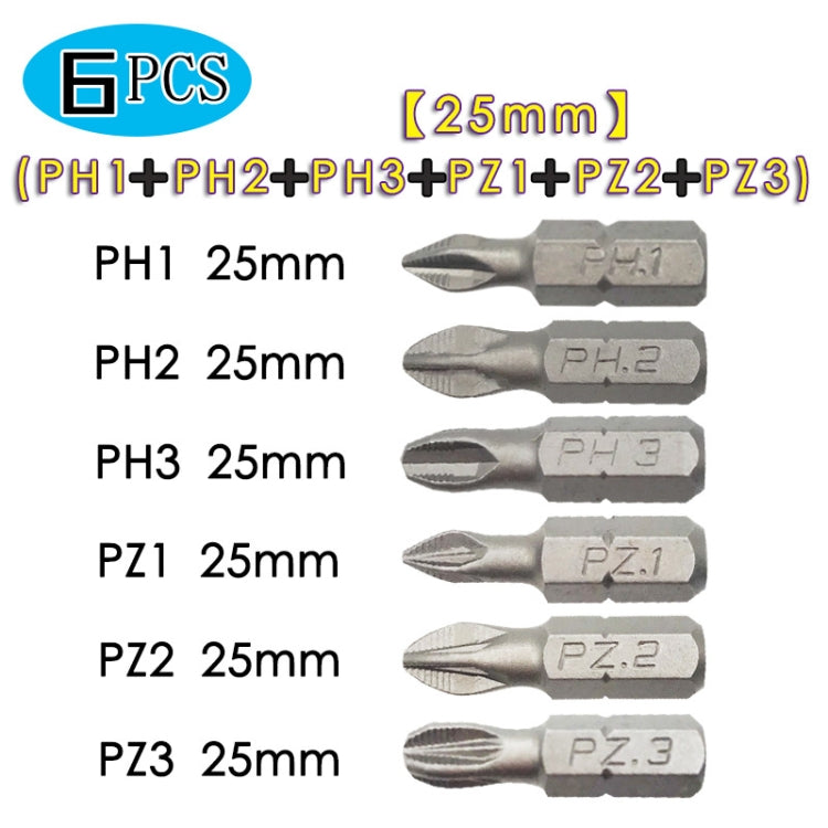5 Sets 6 PCS 25mm Strong Magnetic Hand Drill Screwdriver Mouth Anti-Slip Screwdriver Bit