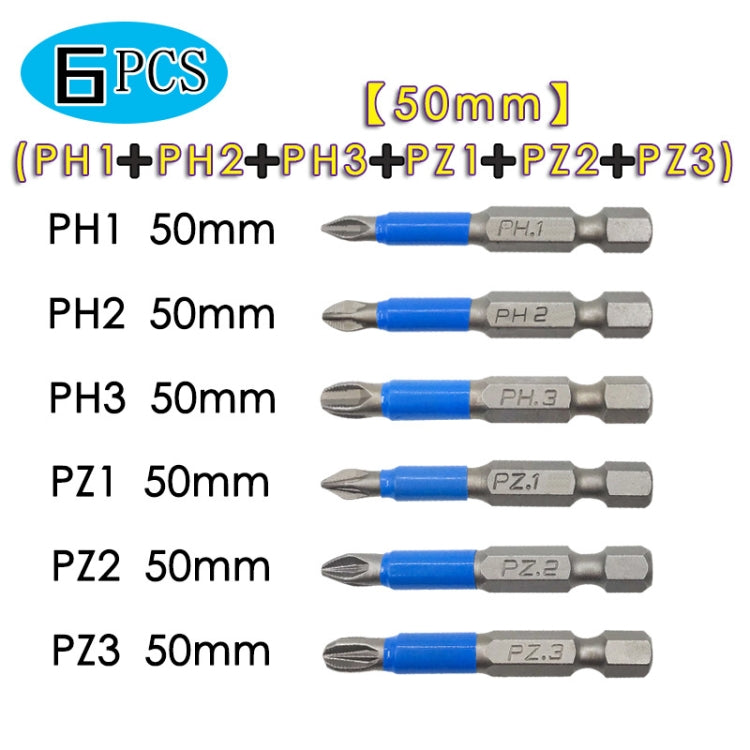 3 Sets 6 PCS 50mm Strong Magnetic Hand Drill Screwdriver Mouth Anti-Slip Screwdriver Bit