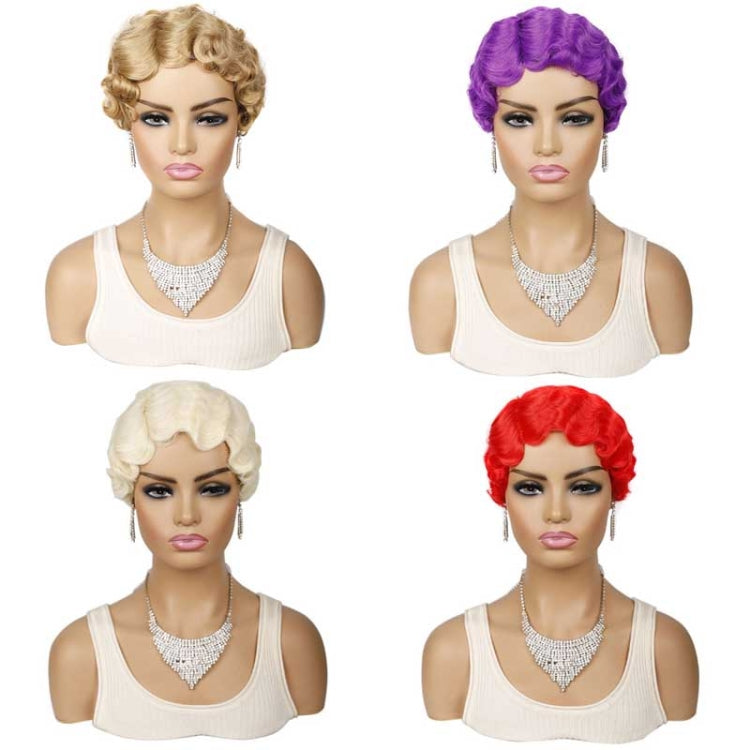 Ladies Short Hair Wig Retro Water Wave Curly Wig