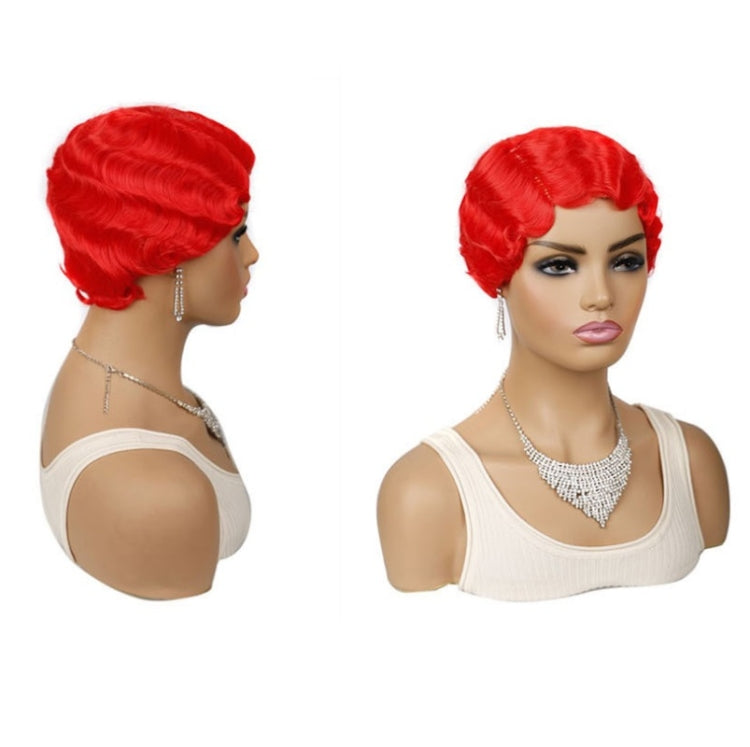 Ladies Short Hair Wig Retro Water Wave Curly Wig