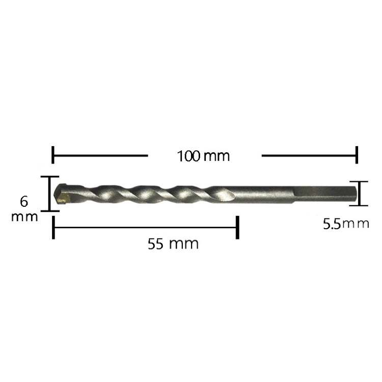 10 PCS Hand Electric Drill Shock Drill Wall Mix Soil Cement Wall Construction Drill Bit, Model: 6x100mm Triangle Handle