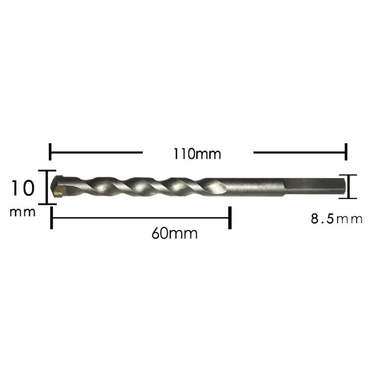 10 PCS Hand Electric Drill Shock Drill Wall Mix Soil Cement Wall Construction Drill Bit, Model: 10x110mm Triangle Handle