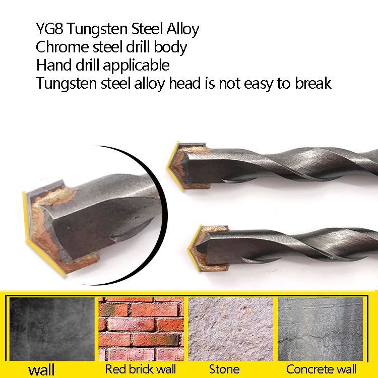 10 PCS Hand Electric Drill Shock Drill Wall Mix Soil Cement Wall Construction Drill Bit, Model: 10.5x110mm Triangle Handle