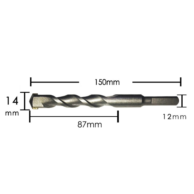 10 PCS Hand Electric Drill Shock Drill Wall Mix Soil Cement Wall Construction Drill Bit, Model: 14x150mm Triangle Handle