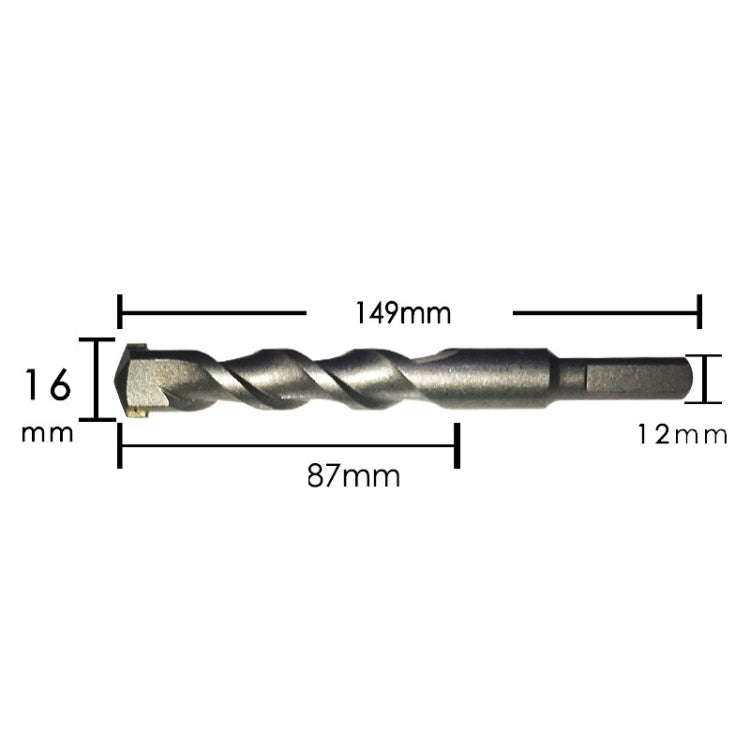 10 PCS Hand Electric Drill Shock Drill Wall Mix Soil Cement Wall Construction Drill Bit, Model: 16x150mm Triangle Handle