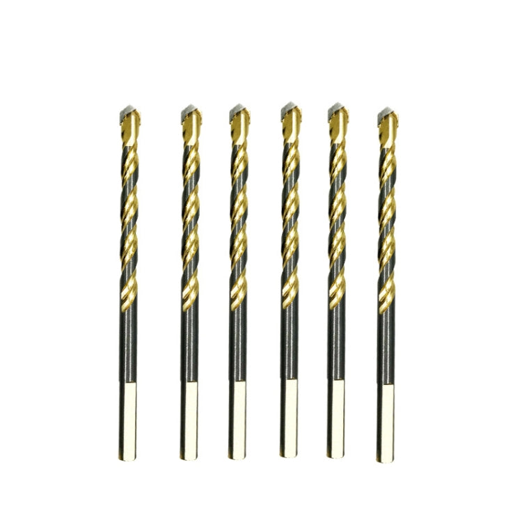 6 PCS 8mm Titanium-Plated King Drill Porcelain Brick Glass Brick Drill Punched Twist Triangle Drill
