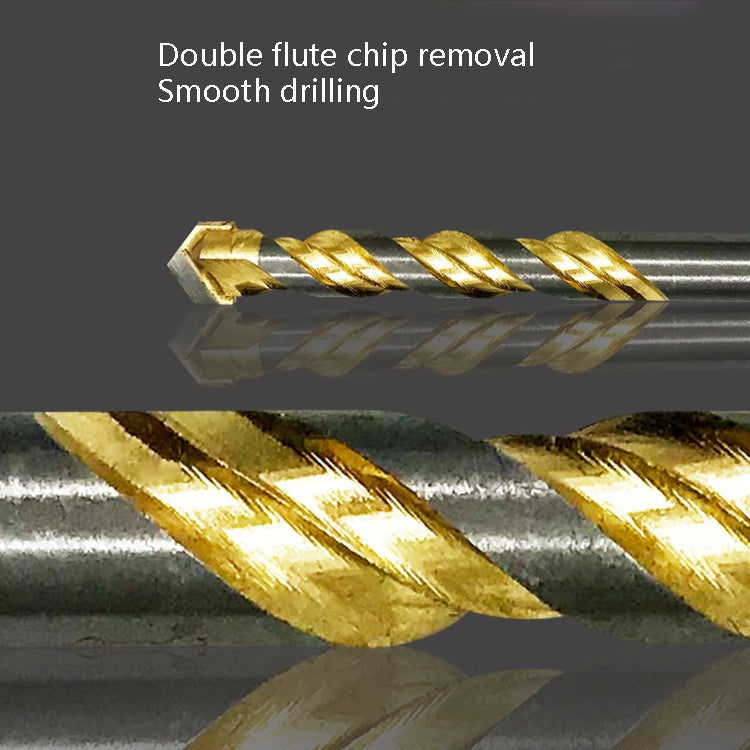 6 PCS 10mm Titanium-Plated King Drill Porcelain Brick Glass Brick Drill Punched Twist Triangle Drill