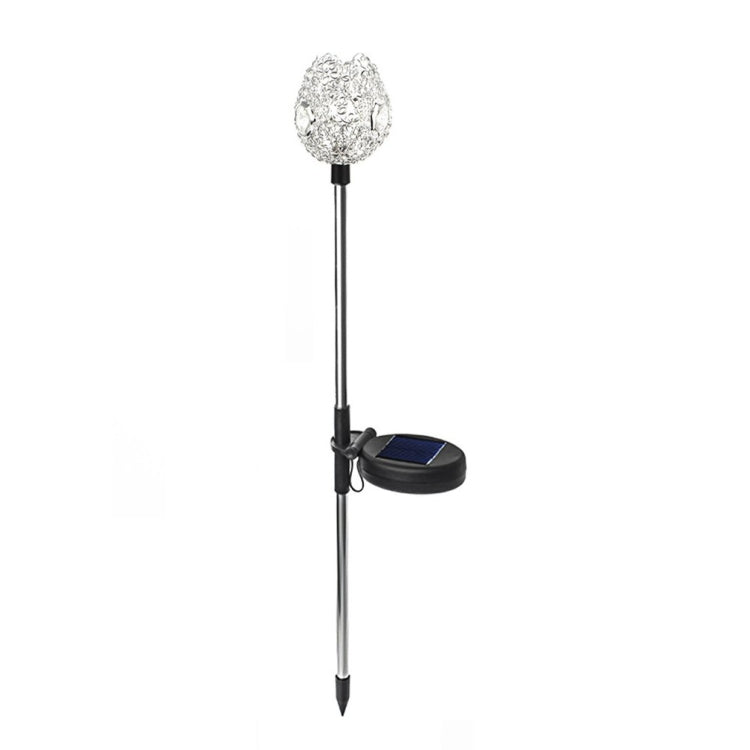 L107-WW Solar Lawn Light Wrought Iron Retro Hollow Light Crystal Cup Decoration Light(Warm White Light)
