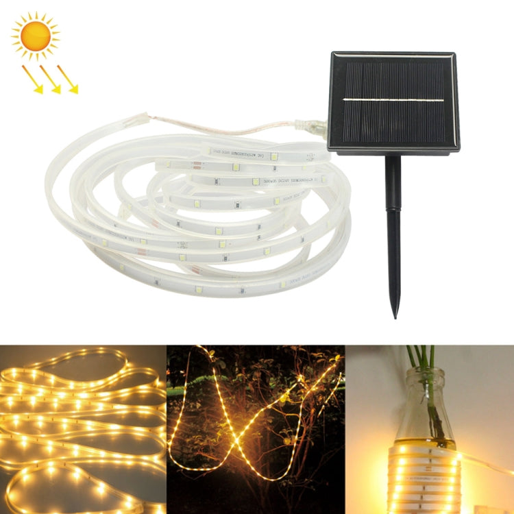 HLA100 5m 12V 100 LEDs Casing Solar Light Bar Waterproof Solar Tennis Light String Christmas Tree Garden Decoration(Warm White Light)
