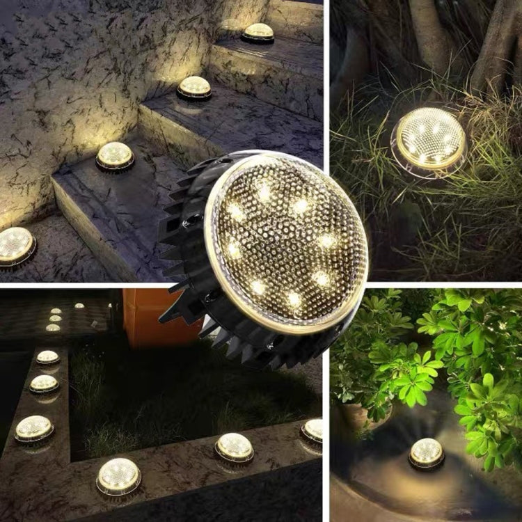 8 LEDs Solar Circular Underground Light Outdoor Waterproof Lawn Stair Light, Light Color: Gradient RGB Light