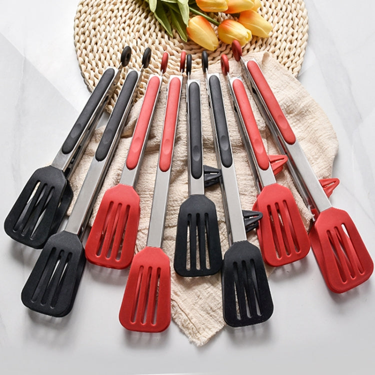 Stainless Steel Silicone Food Spatula Food Clip Barbecue Steak Clip Barbecue Baking Tool, Size: 9 Inch With Bracket(Random Color Delivery)