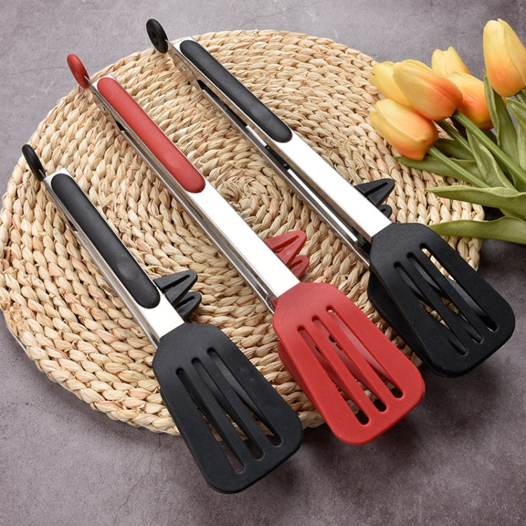 Stainless Steel Silicone Food Spatula Food Clip Barbecue Steak Clip Barbecue Baking Tool, Size: 12 inch With Bracket(Random Color Delivery)