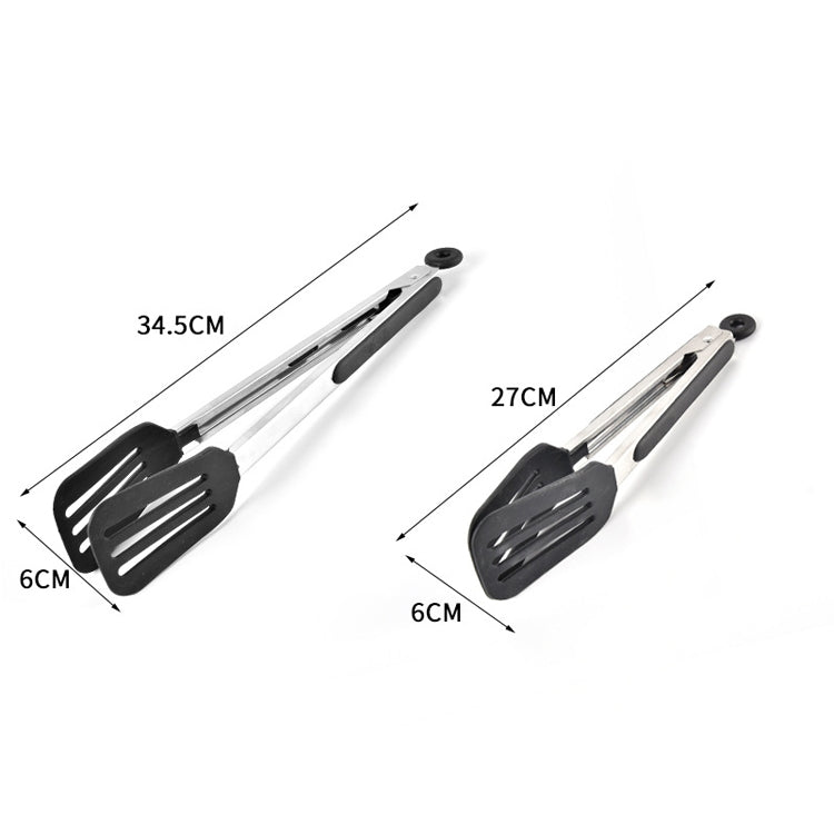 Stainless Steel Silicone Food Spatula Food Clip Barbecue Steak Clip Barbecue Baking Tool, Size: 12 inch With Bracket(Random Color Delivery)