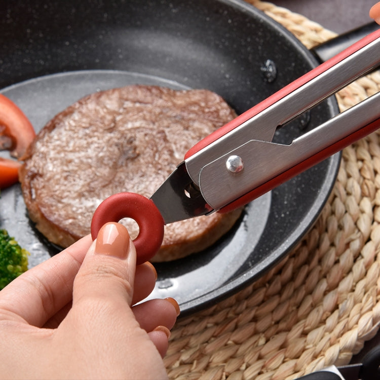 Stainless Steel Silicone Food Spatula Food Clip Barbecue Steak Clip Barbecue Baking Tool, Size: 12 inch With Bracket(Random Color Delivery)
