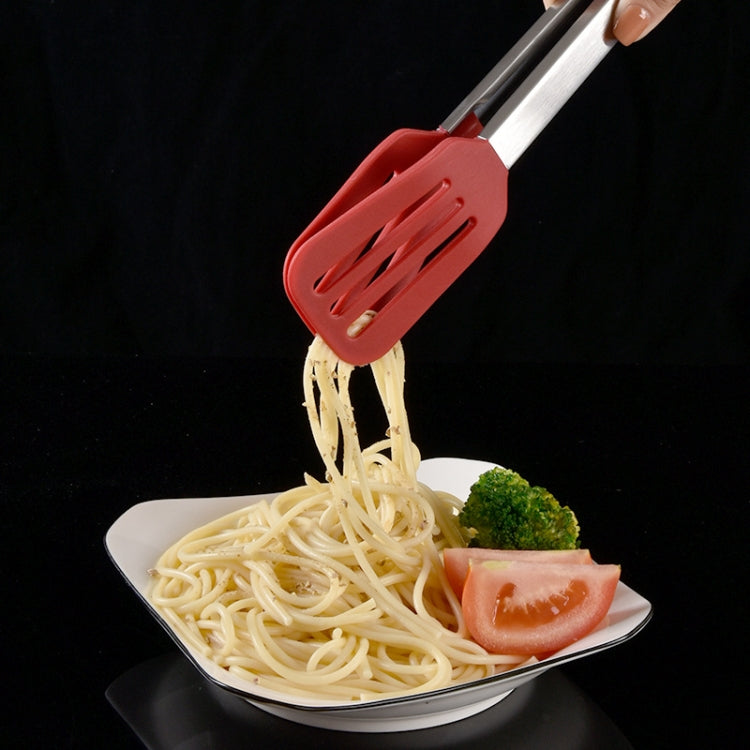 Stainless Steel Silicone Food Spatula Food Clip Barbecue Steak Clip Barbecue Baking Tool, Size: 12 inch With Bracket(Random Color Delivery)