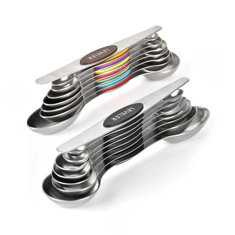 2 Sets 8-In-1 Magnetic Double-Headed Measuring Spoon Stainless Steel Measuring Spoon Set