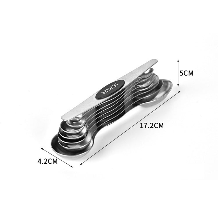 2 Sets 8-In-1 Magnetic Double-Headed Measuring Spoon Stainless Steel Measuring Spoon Set
