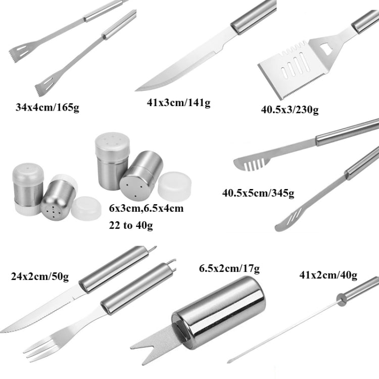18 in 1 Barbecue Combination Tool Set Aluminum Box Stainless Steel Grill Set