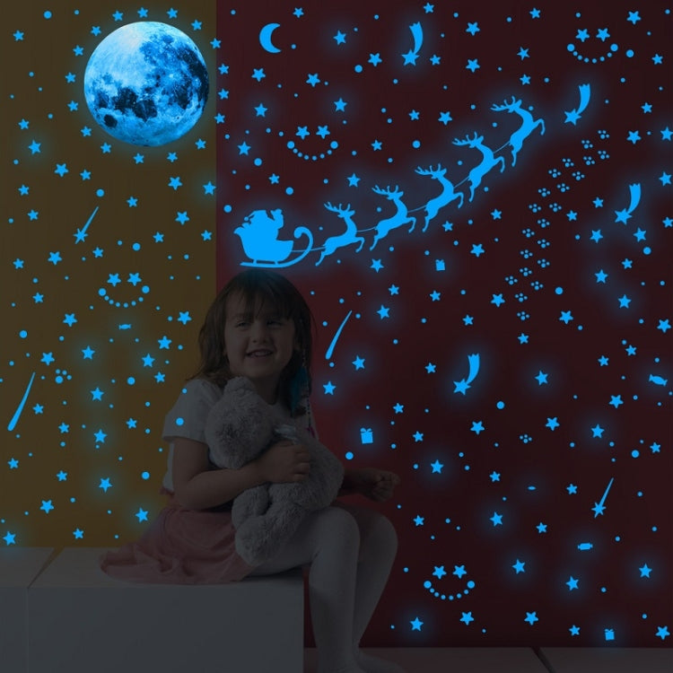 2 Packs AFG3367 Moon + 407 PCS Dot + 103 PCS Star + Two Christmas PE Film Luminous Stickers, Specification: Blue