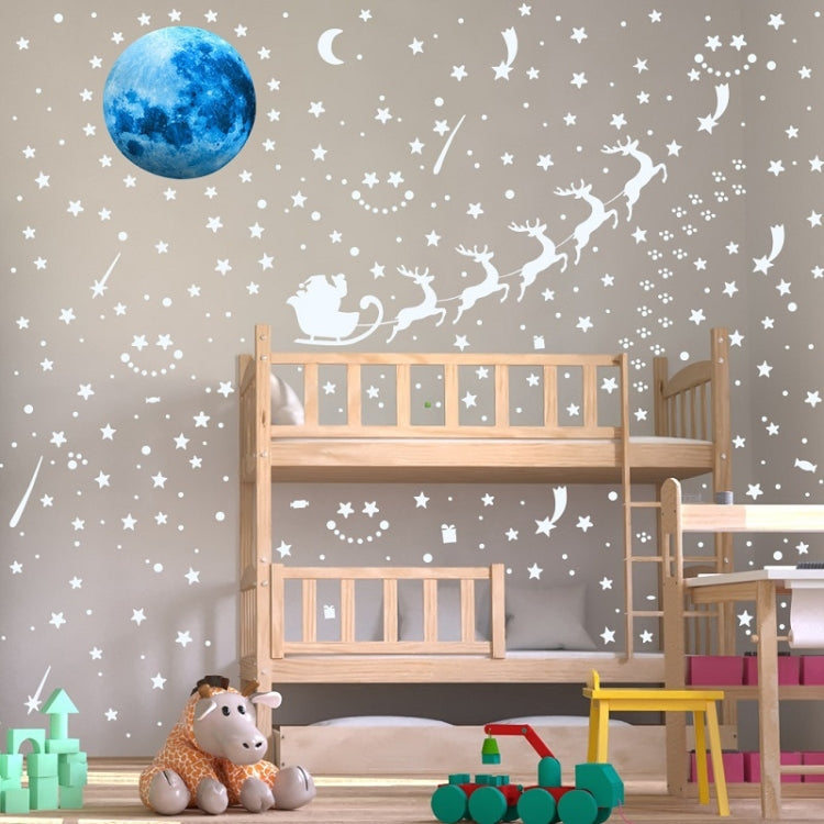 2 Packs AFG3367 Moon + 407 PCS Dot + 103 PCS Star + Two Christmas PE Film Luminous Stickers, Specification: Blue