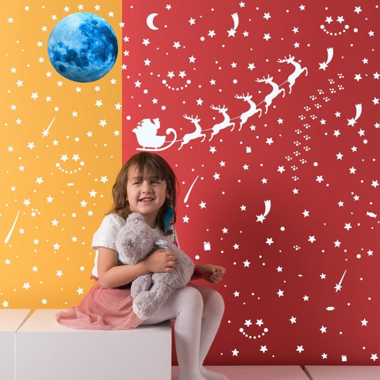 2 Packs AFG3367 Moon + 407 PCS Dot + 103 PCS Star + Two Christmas PE Film Luminous Stickers, Specification: Blue