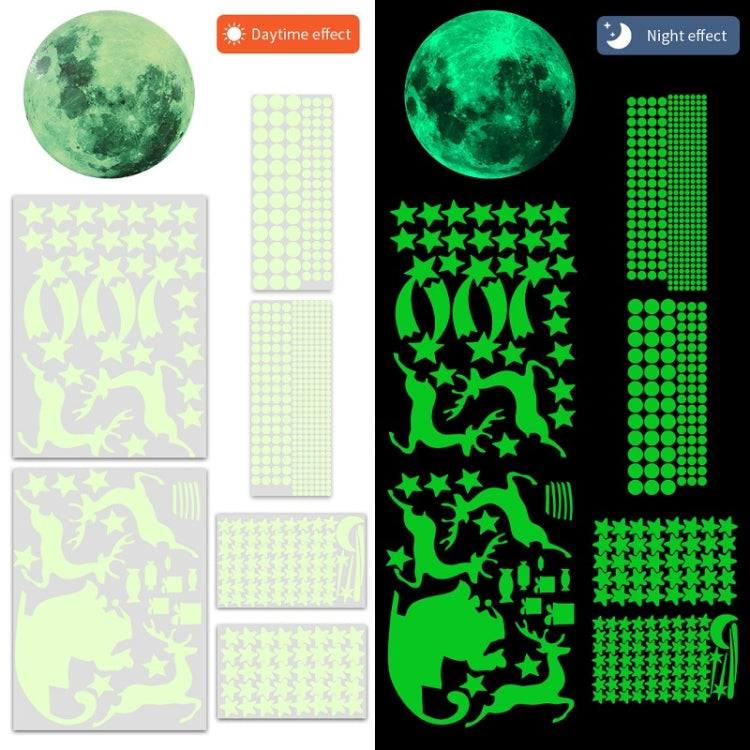 2 Packs AFG3367 Moon + 407 PCS Dot + 103 PCS Star + Two Christmas PE Film Luminous Stickers, Specification: Green