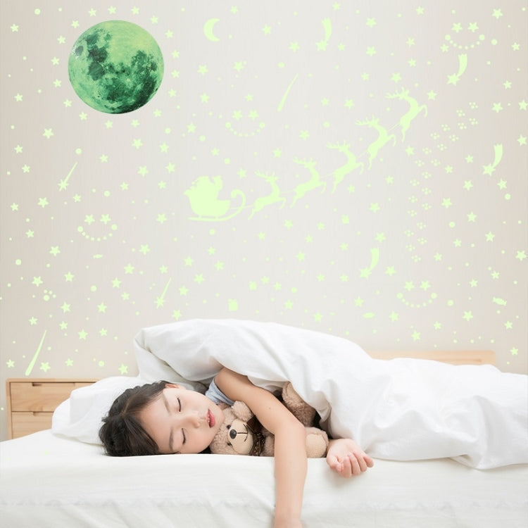 2 Packs AFG3367 Moon + 407 PCS Dot + 103 PCS Star + Two Christmas PE Film Luminous Stickers, Specification: Green